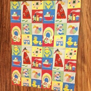 70s vintage patchwork rainbow colored‎ baby kids quilt
